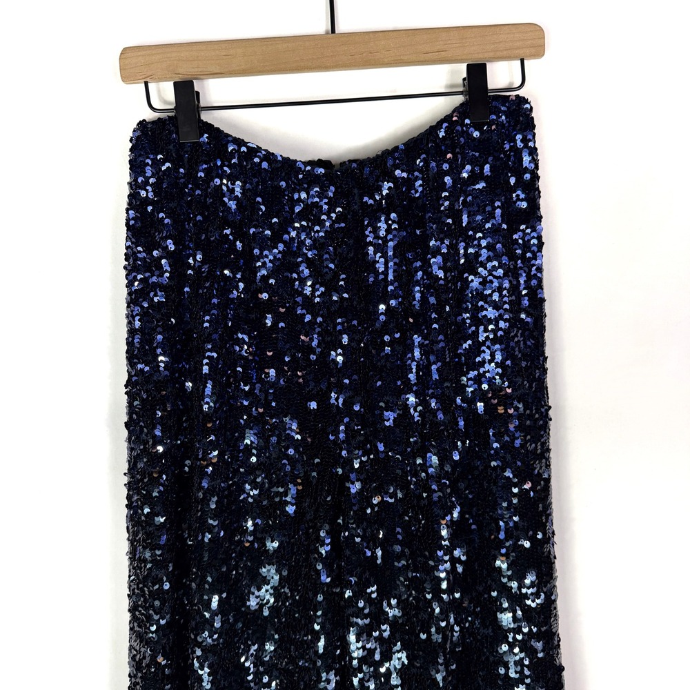 Alice + Olivia Elba Sequin Ombre Pants Blue Silver High Rise Trousers Sz M - Picture 6 of 13